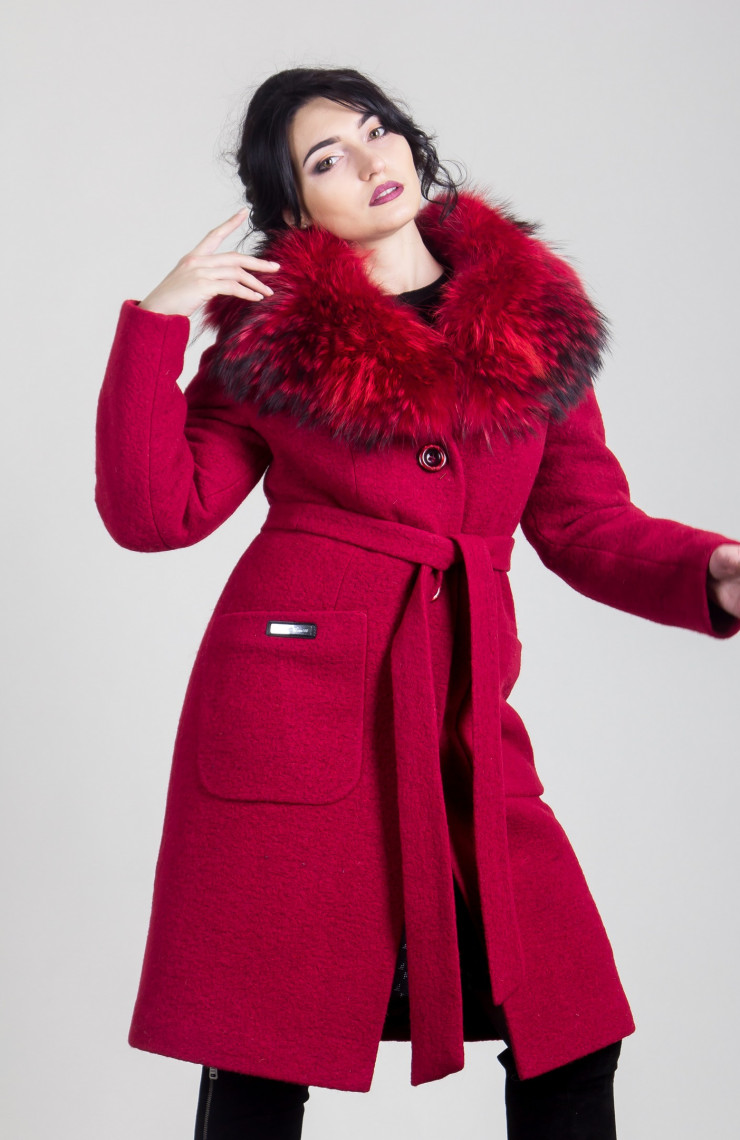 Пальто 1-179L Вишневый