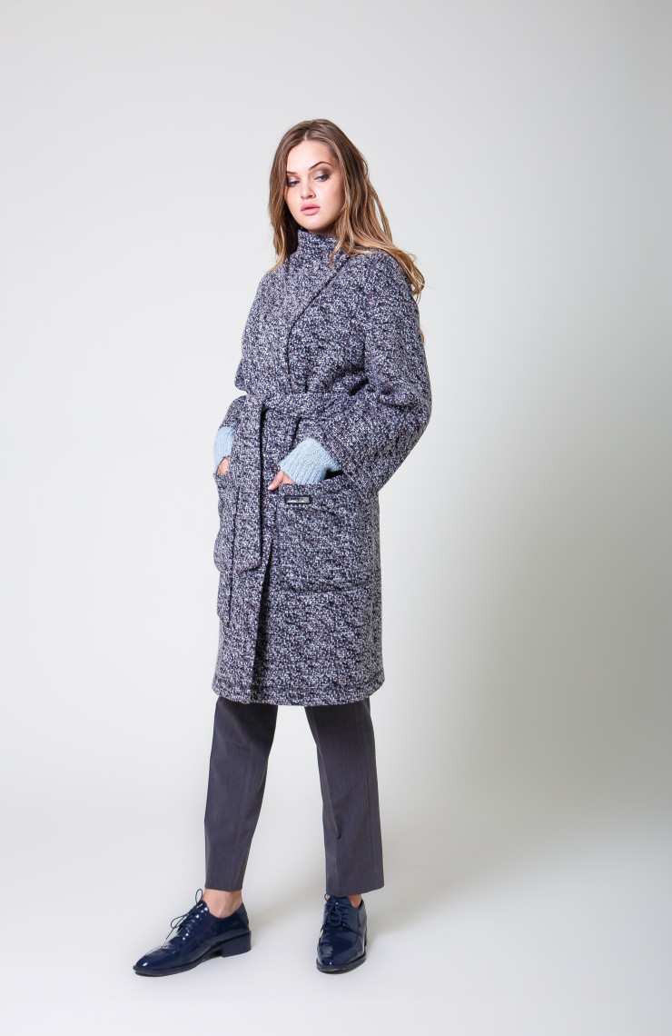 Пальто 2-466L Дымчато сиреневый