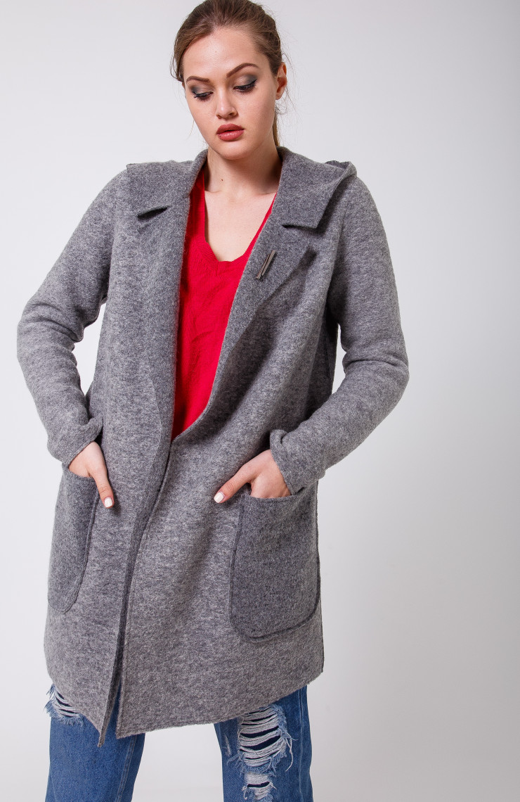 Пальто 3-012L Серый