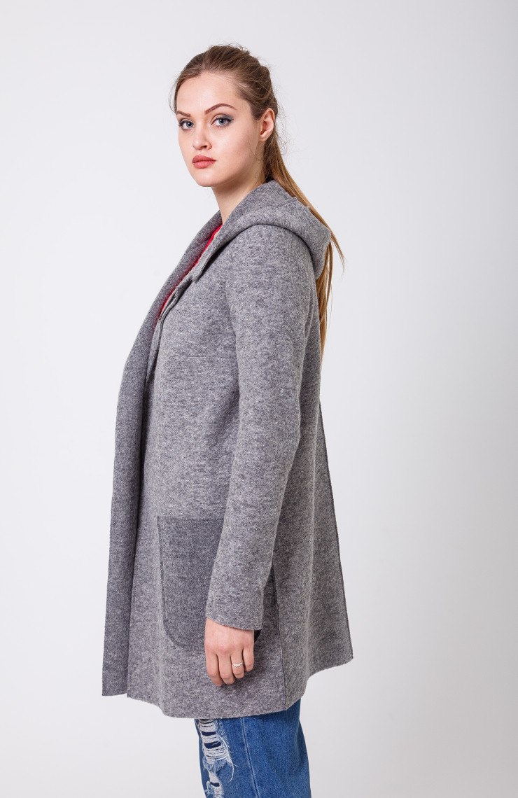 Пальто 3-012L Серый