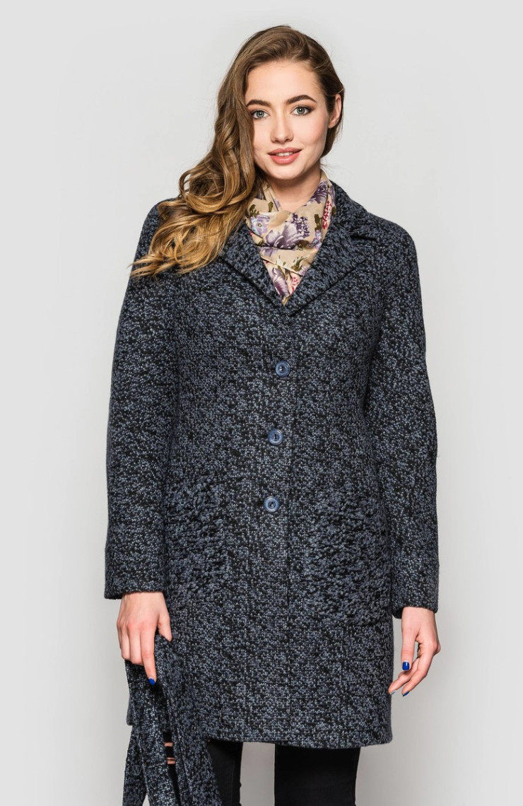 Пальто 2-449L Сине-черный