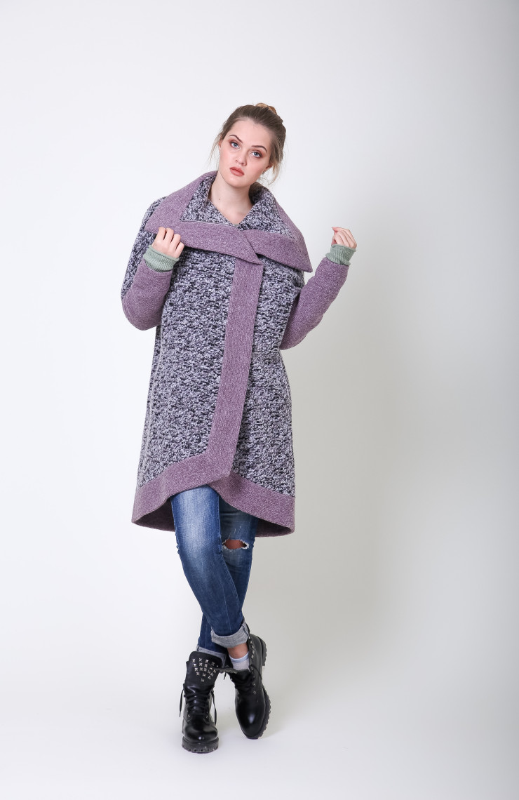 Пальто S-2051L Сиреневый Меланж