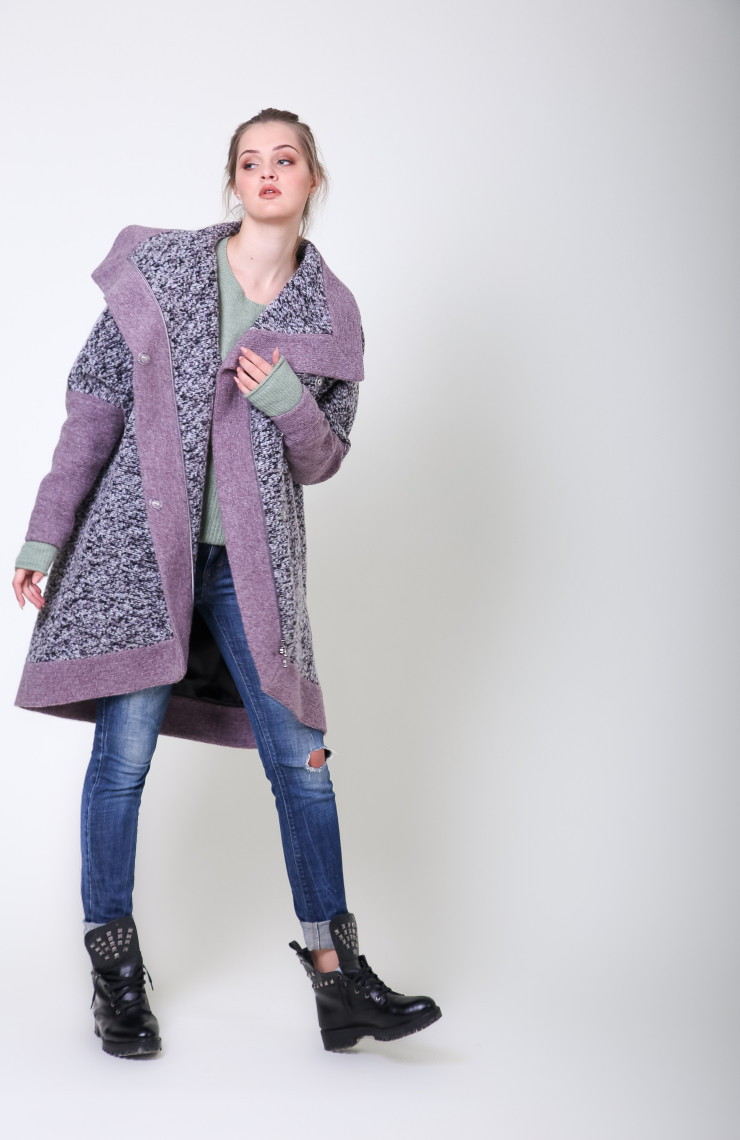 Пальто S-2051L Сиреневый Меланж