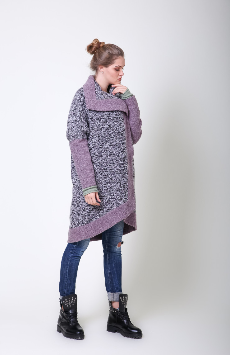 Пальто S-2051L Сиреневый Меланж