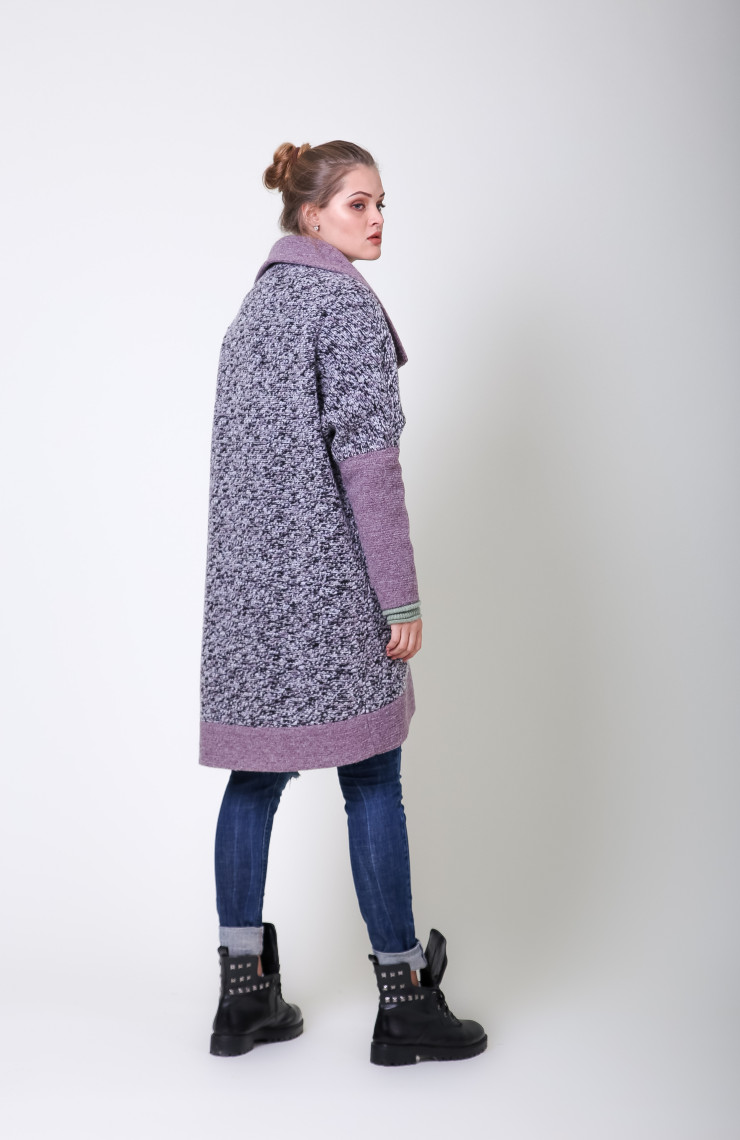 Пальто S-2051L Сиреневый Меланж