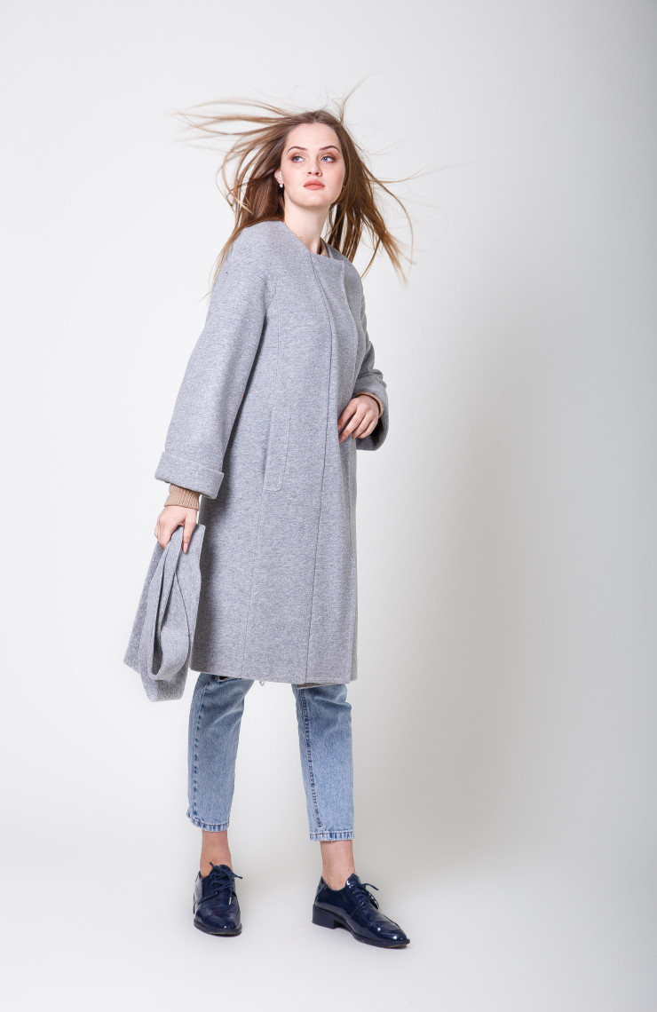 Пальто S-2068 Светло-серый