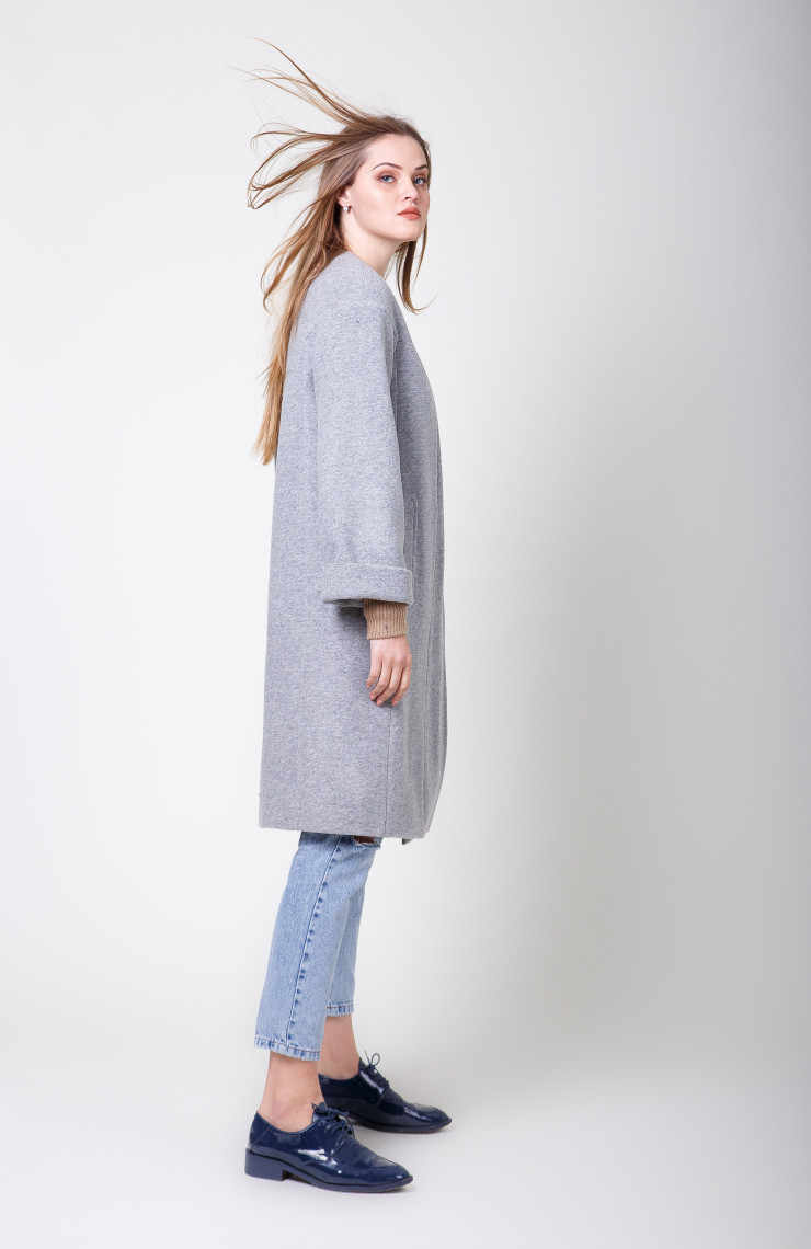 Пальто S-2068 Светло-серый