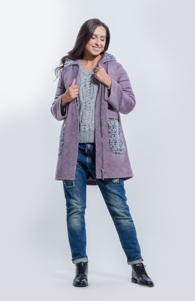 Пальто S-2072 Дымчато сиреневый