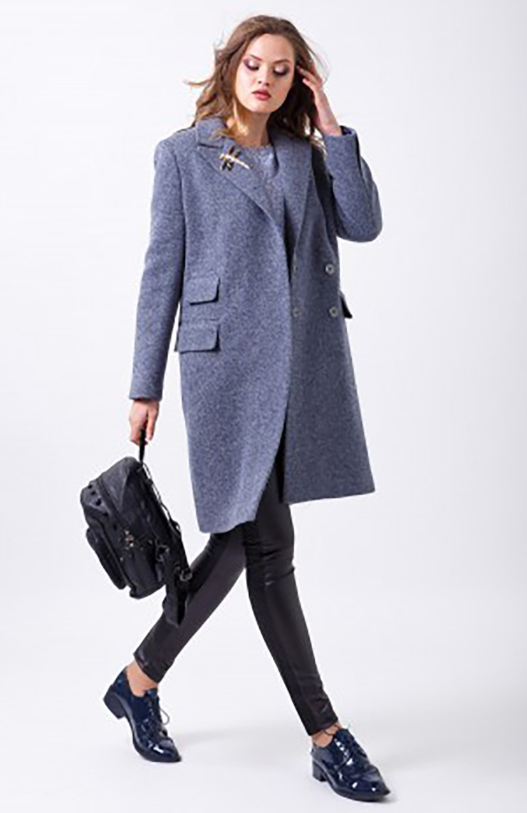 Пальто 2-470L Серо-синий