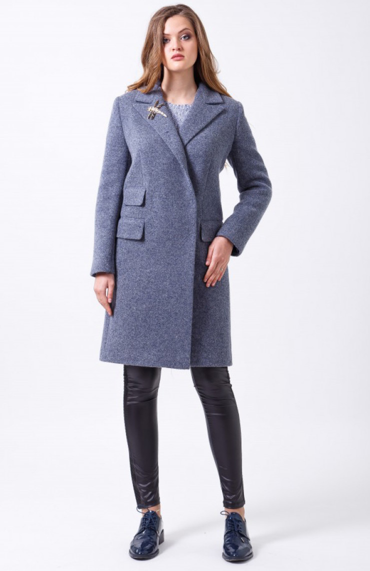 Пальто 2-470L Серо-синий