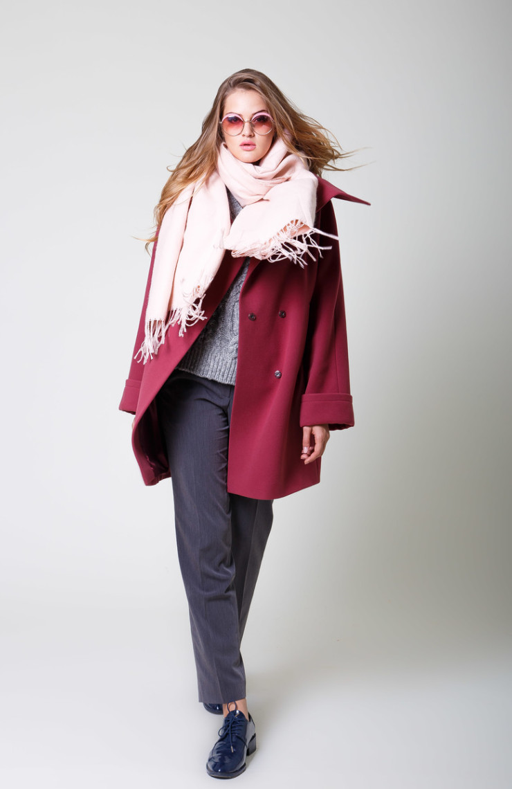 Пальто 2-558/9 Вишневый