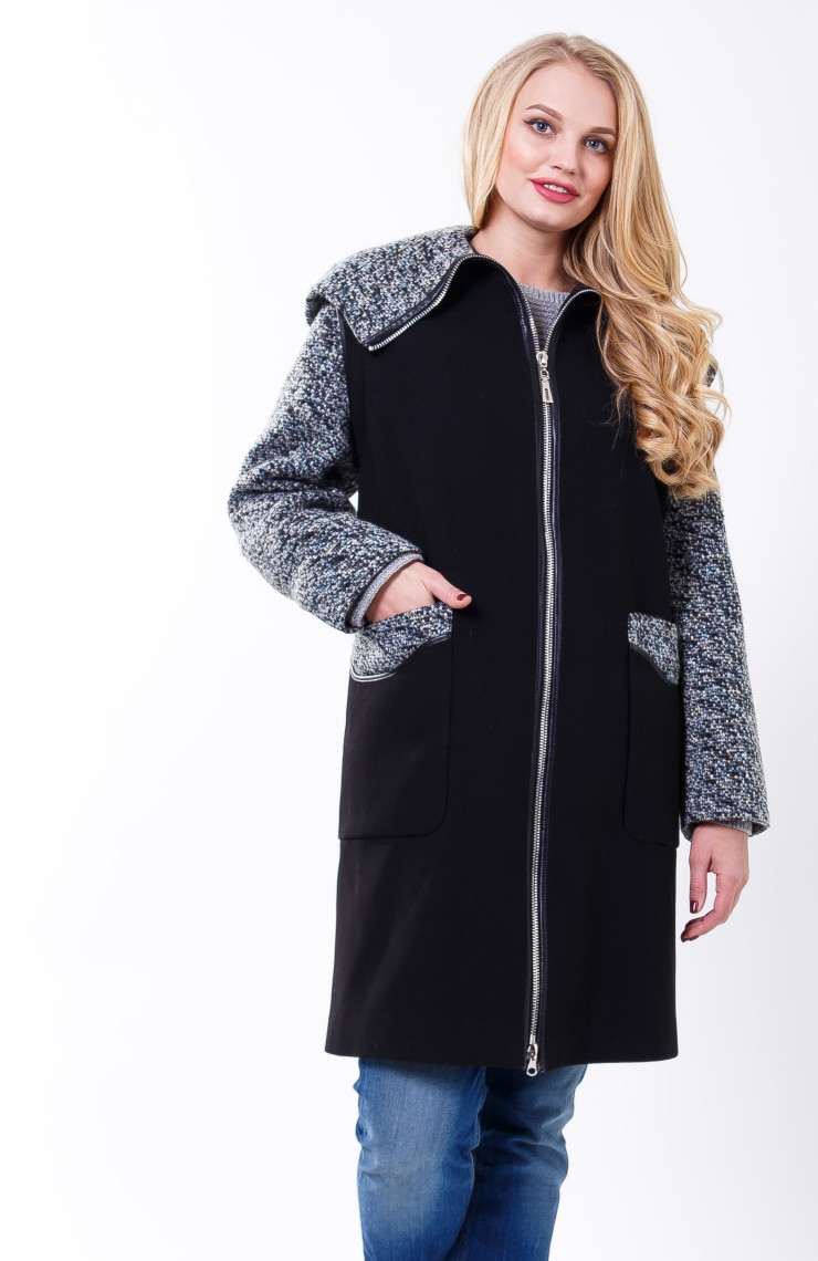 Пальто 2-503 Черный + мурена