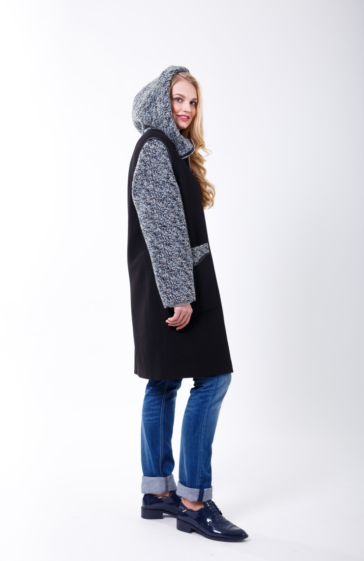 Пальто 2-503 Черный + мурена