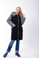 Пальто 2-503 Черный + олива