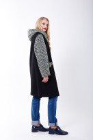 Пальто 2-503 Черный + олива