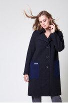 Пальто 2-591 Графит + темн. синий