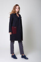 Пальто 2-591 Графит + Сангрия