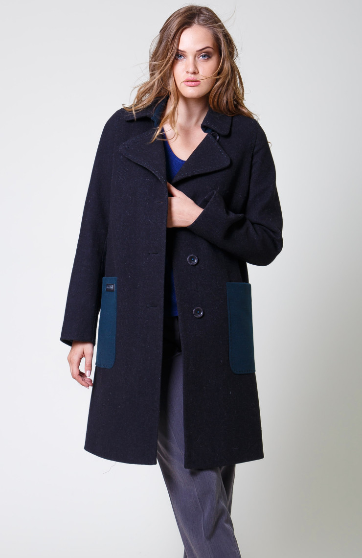 Пальто 2-591 Графит + темн. волна