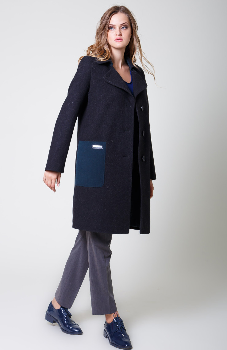 Пальто 2-591 Графит + темн. волна