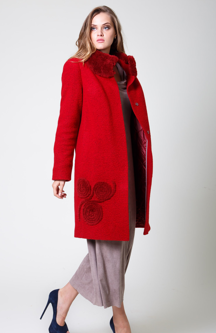 Пальто 1-084L Вишневый