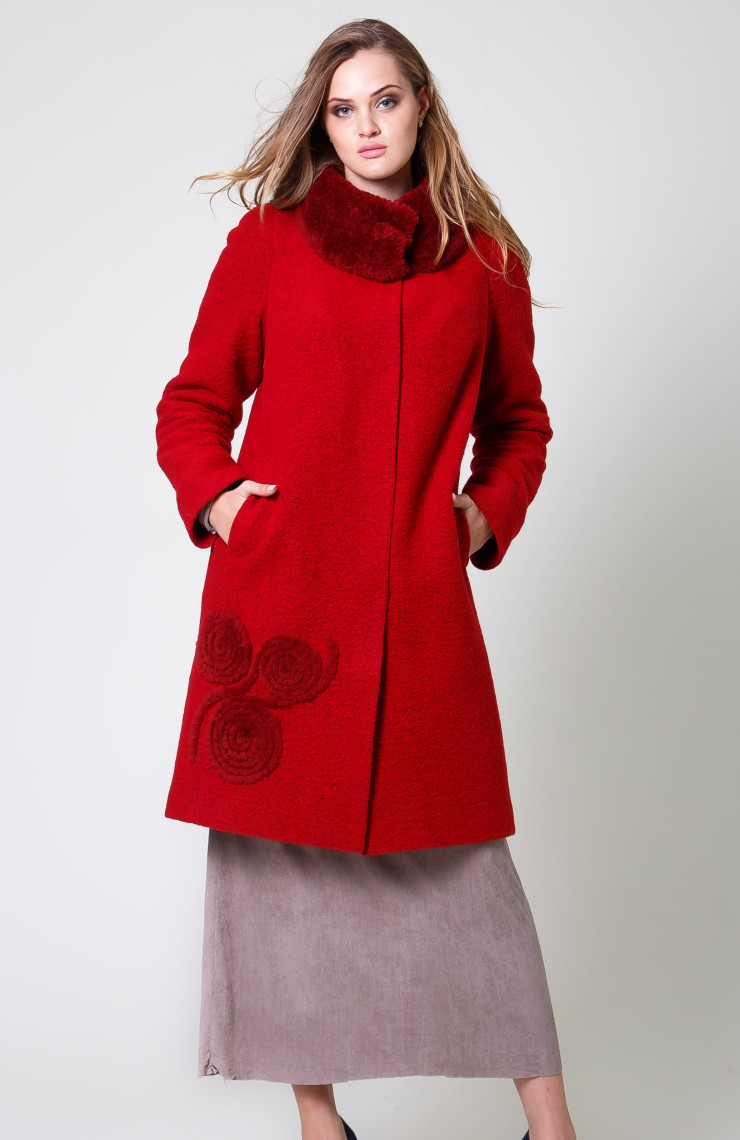 Пальто 1-084L Вишневый
