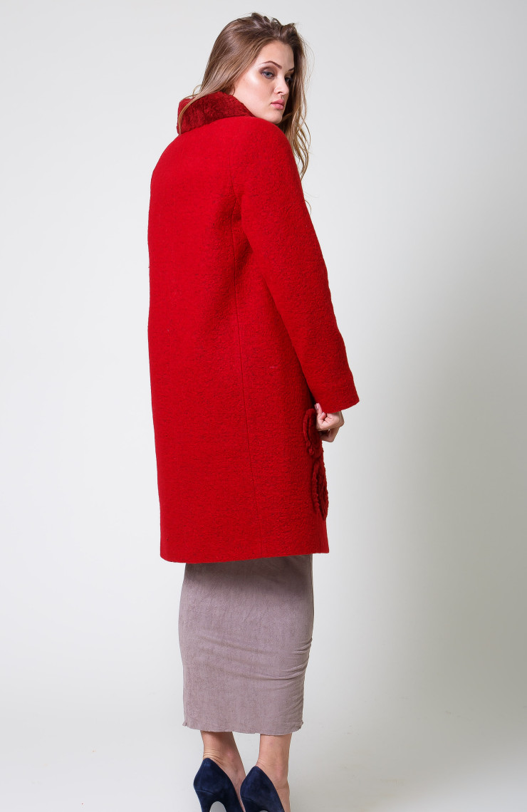 Пальто 1-084L Вишневый