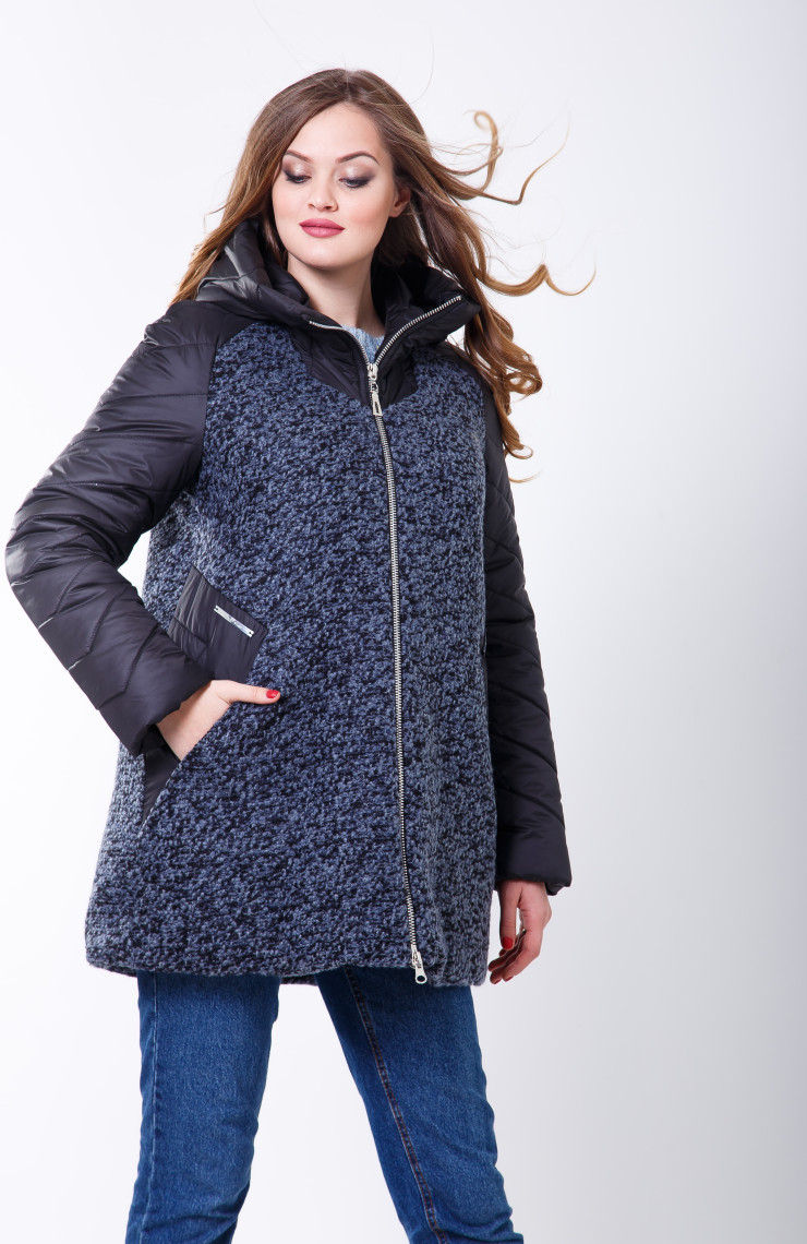 Пальто 2-573 Сине-черн.+ черн