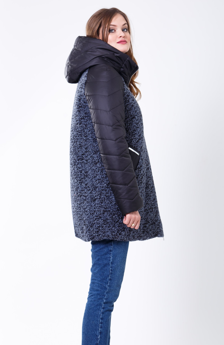 Пальто 2-573 Сине-черн.+ черн