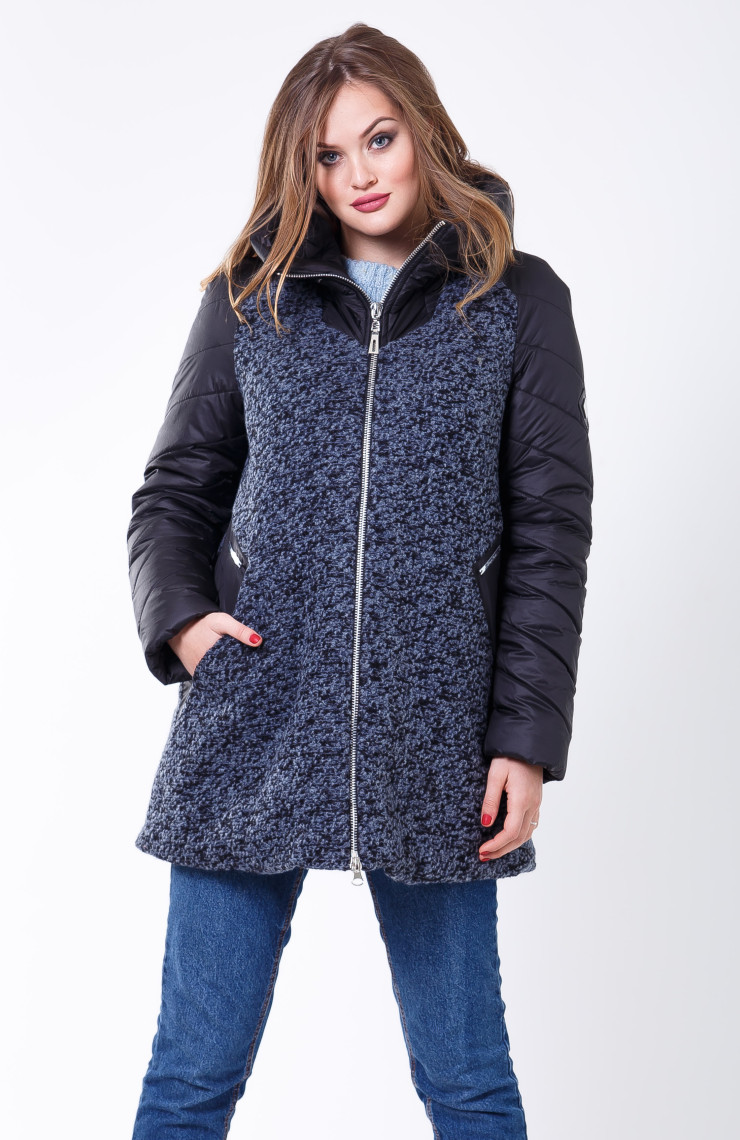 Пальто 2-573 Сине-черн.+ черн
