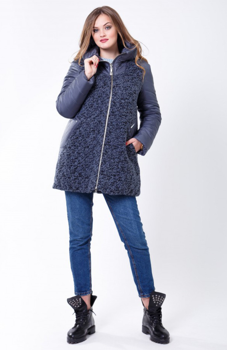 Пальто 2-573 Сине-черный