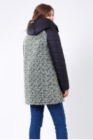 Пальто 2-573 Олива+Черный