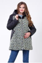 Пальто 2-573 Олива+Черный