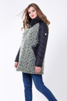 Пальто 2-573 Олива+Черный