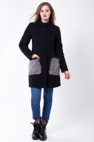 Пальто 1-066/9 Черно-серый