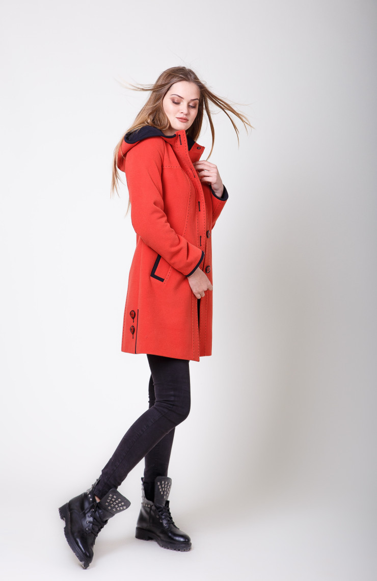 Пальто 2-323 Червоное зол.+ океан