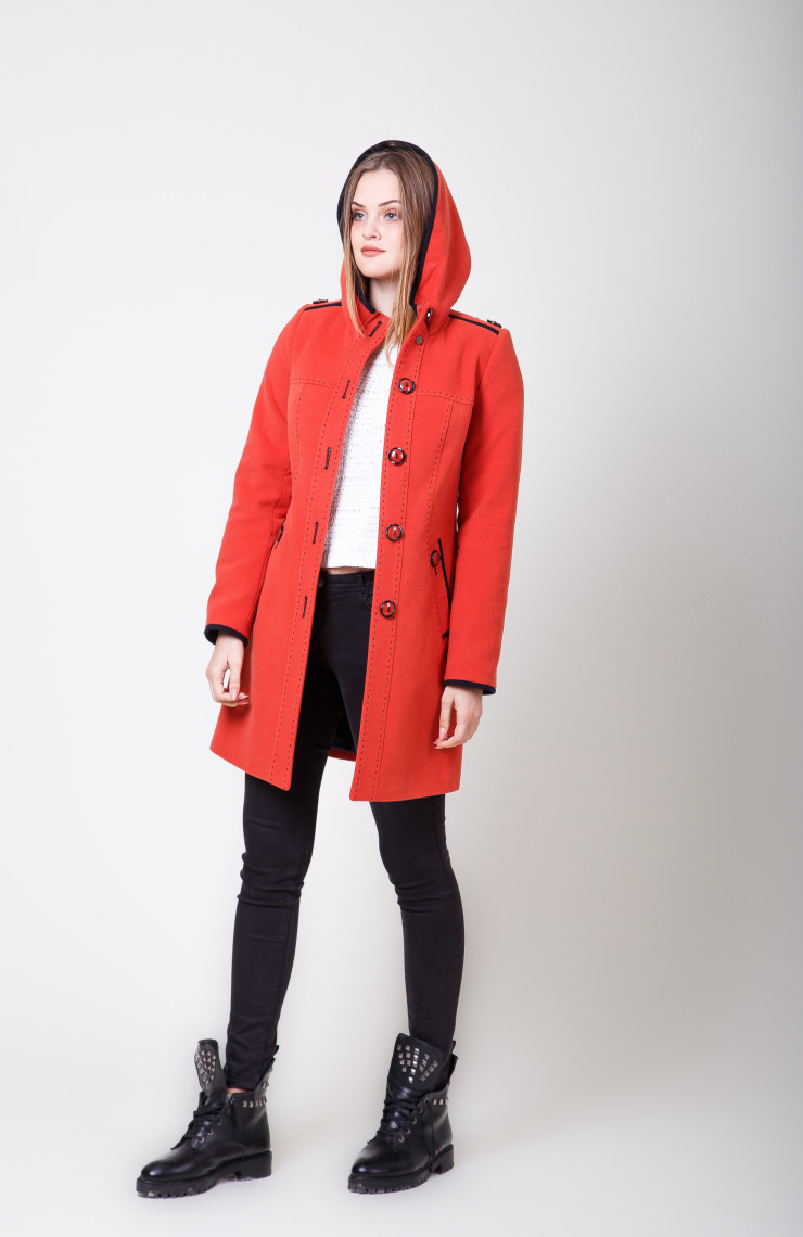 Пальто 2-323 Червоное зол.+ океан