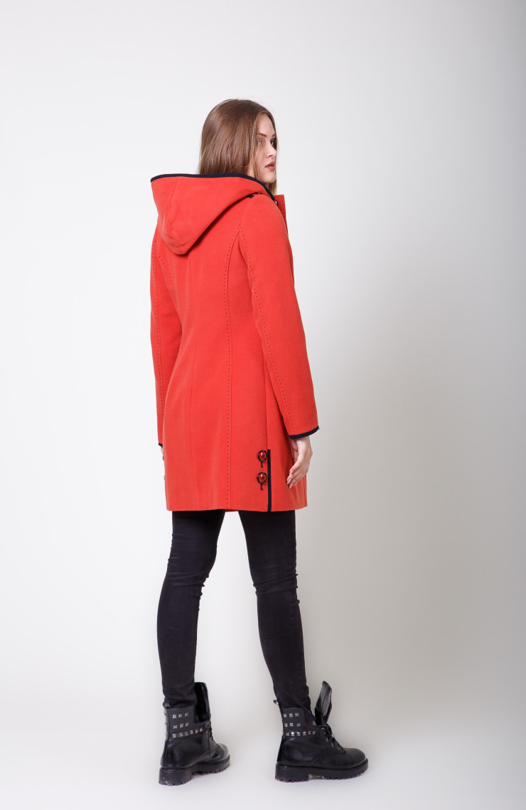 Пальто 2-323 Червоное зол.+ океан