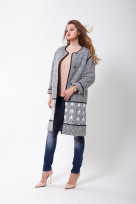 Пальто S-2408/1 Бело-черный