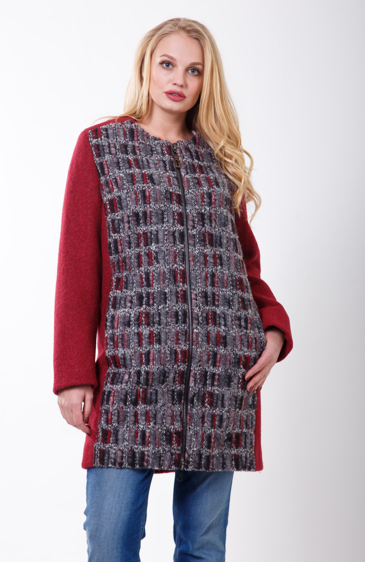 Пальто S-2118 Вишневый