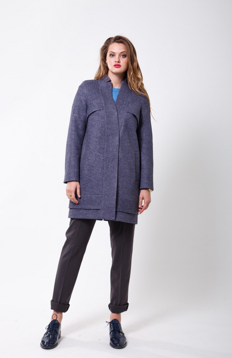 Пальто 2-504 Серо-розовый