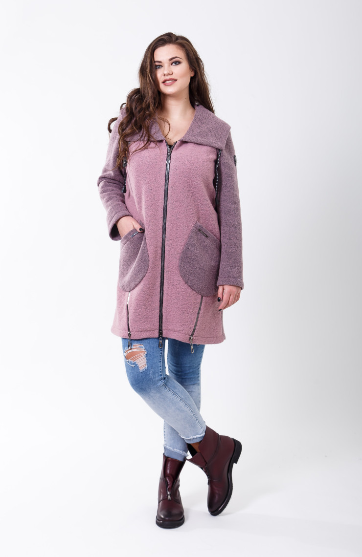 Пальто 2-493L Розовый лед