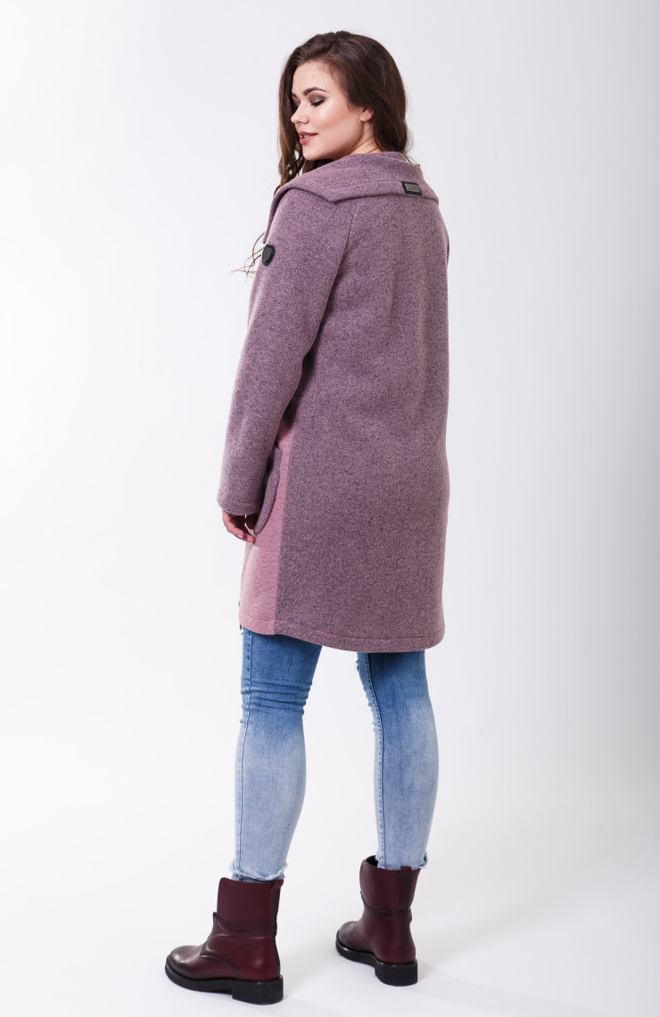 Пальто 2-493L Розовый лед