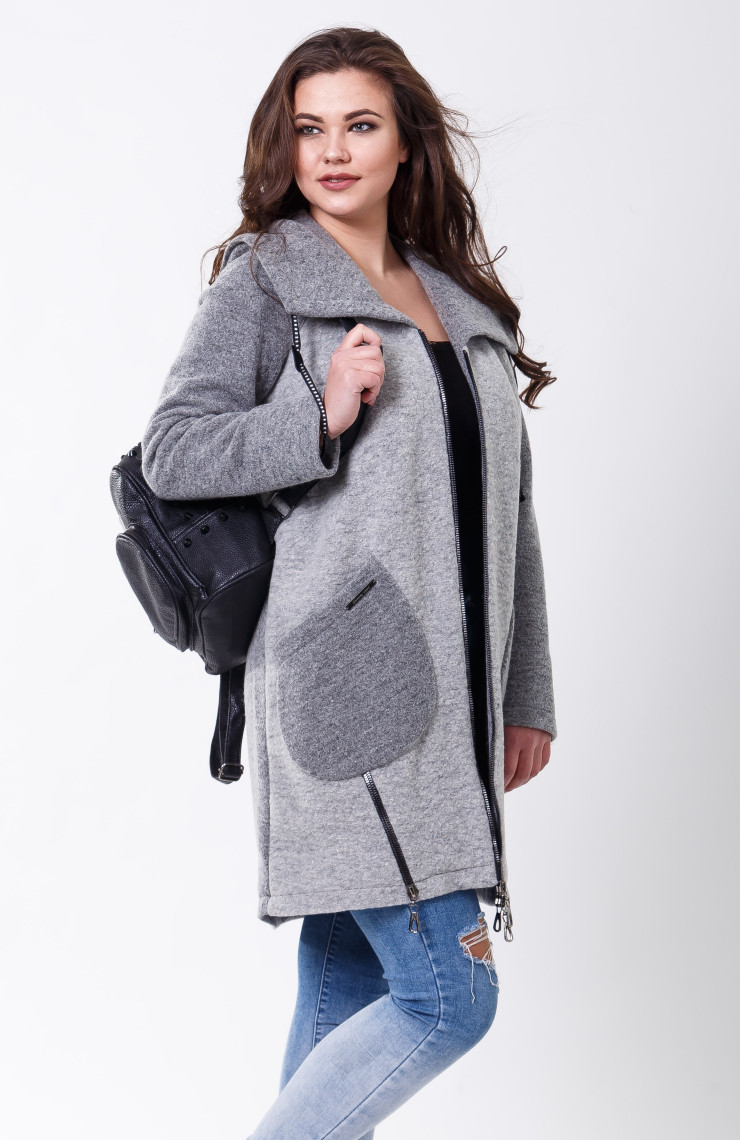 Пальто 2-493L Светло-серый