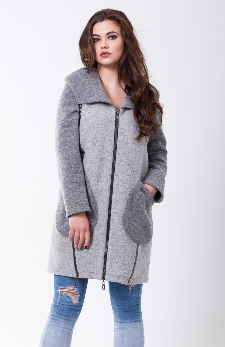 Пальто 2-493L Светло-серый