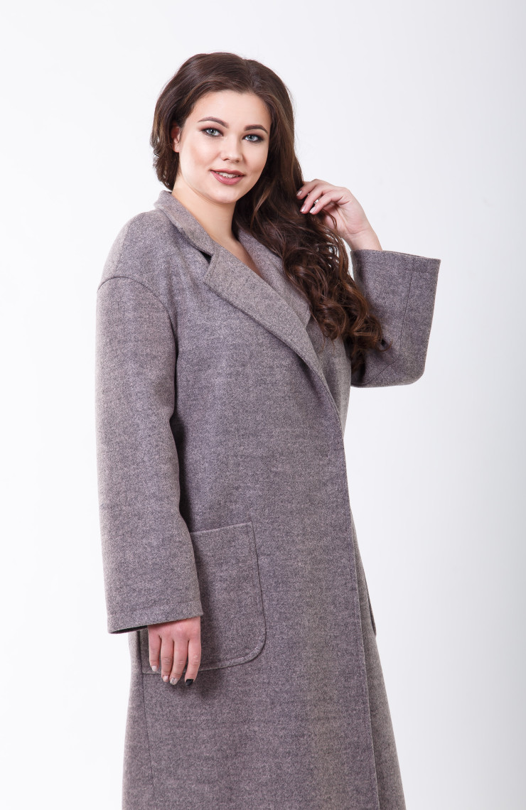 Пальто 2-456 Серо-розовый