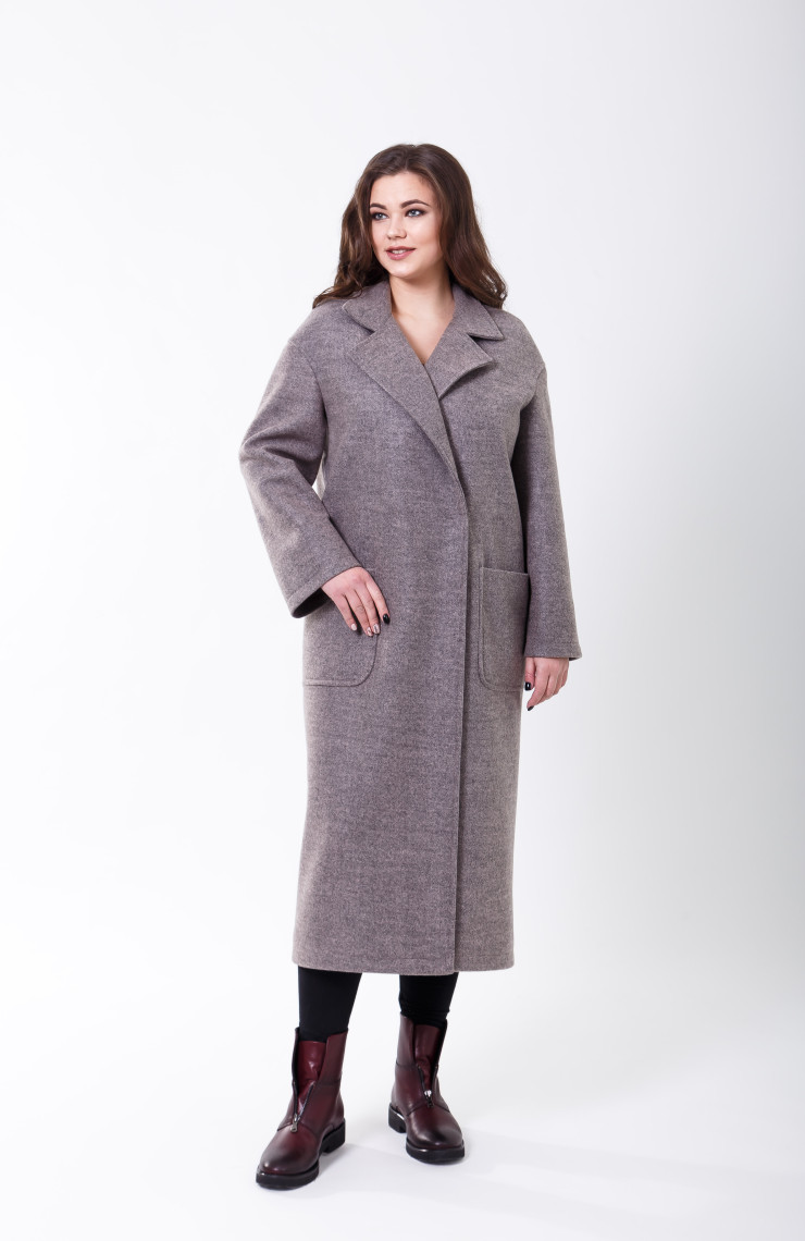 Пальто 2-456 Серо-розовый