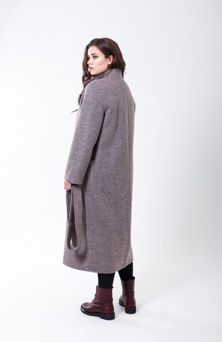 Пальто 2-456 Серо-розовый