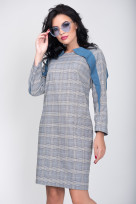 Платье S-9015 Серо-голубая  клетка