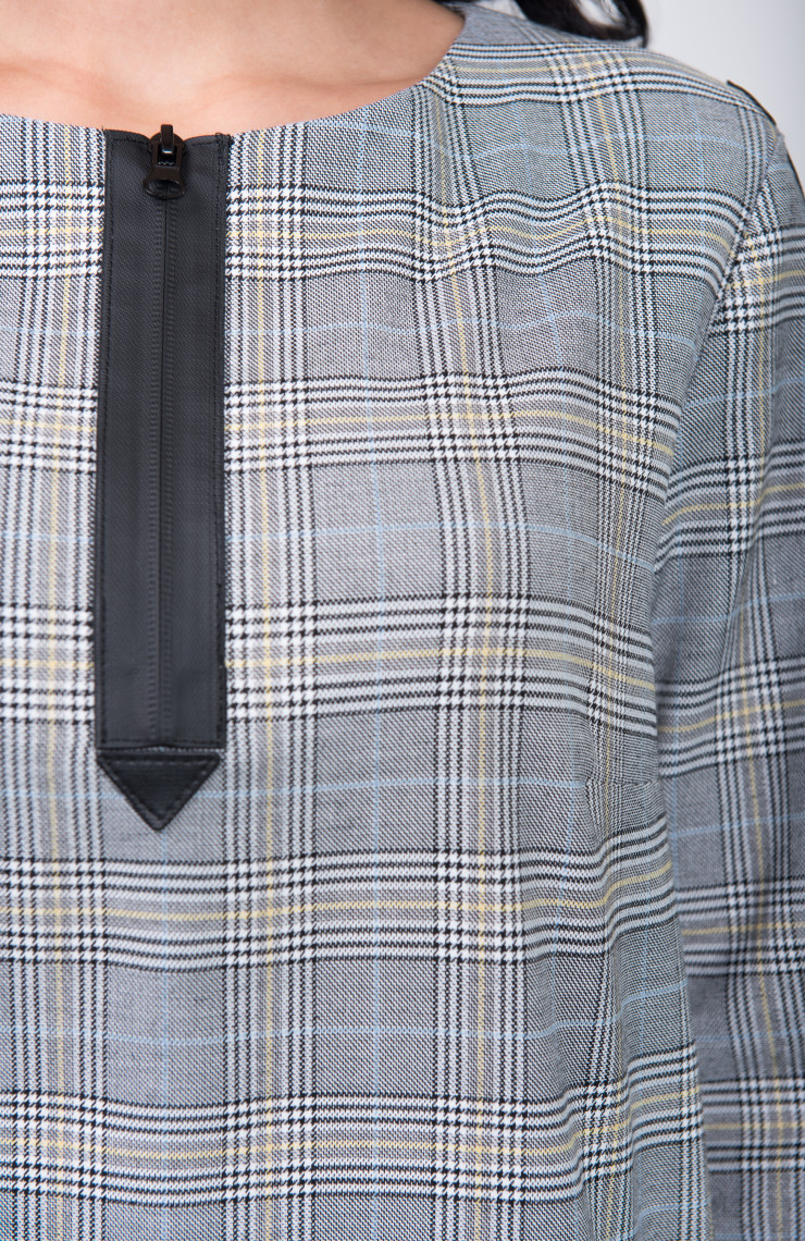 Платье S-9017 Серо-голубая  клетка