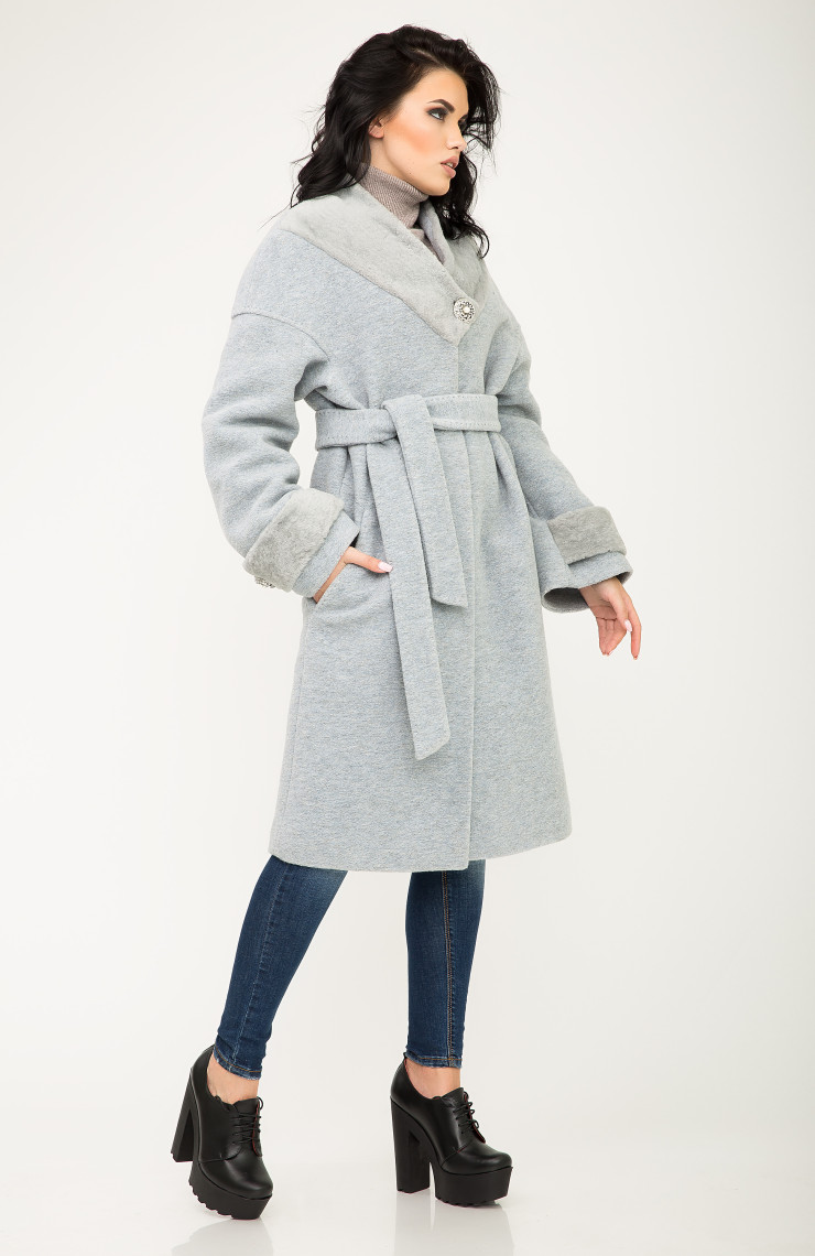 Пальто S-119 Серо-голубой